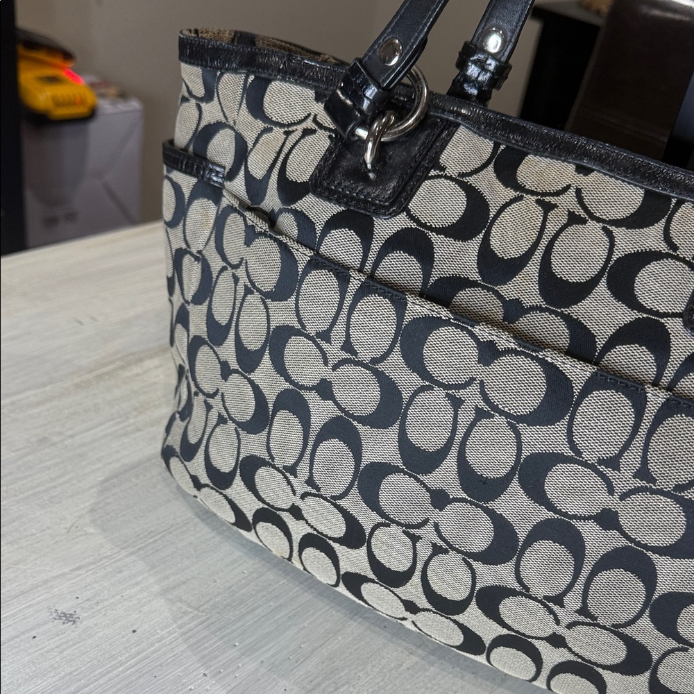 Coach Black and Tan Signature Tote - Picture 6 of 13